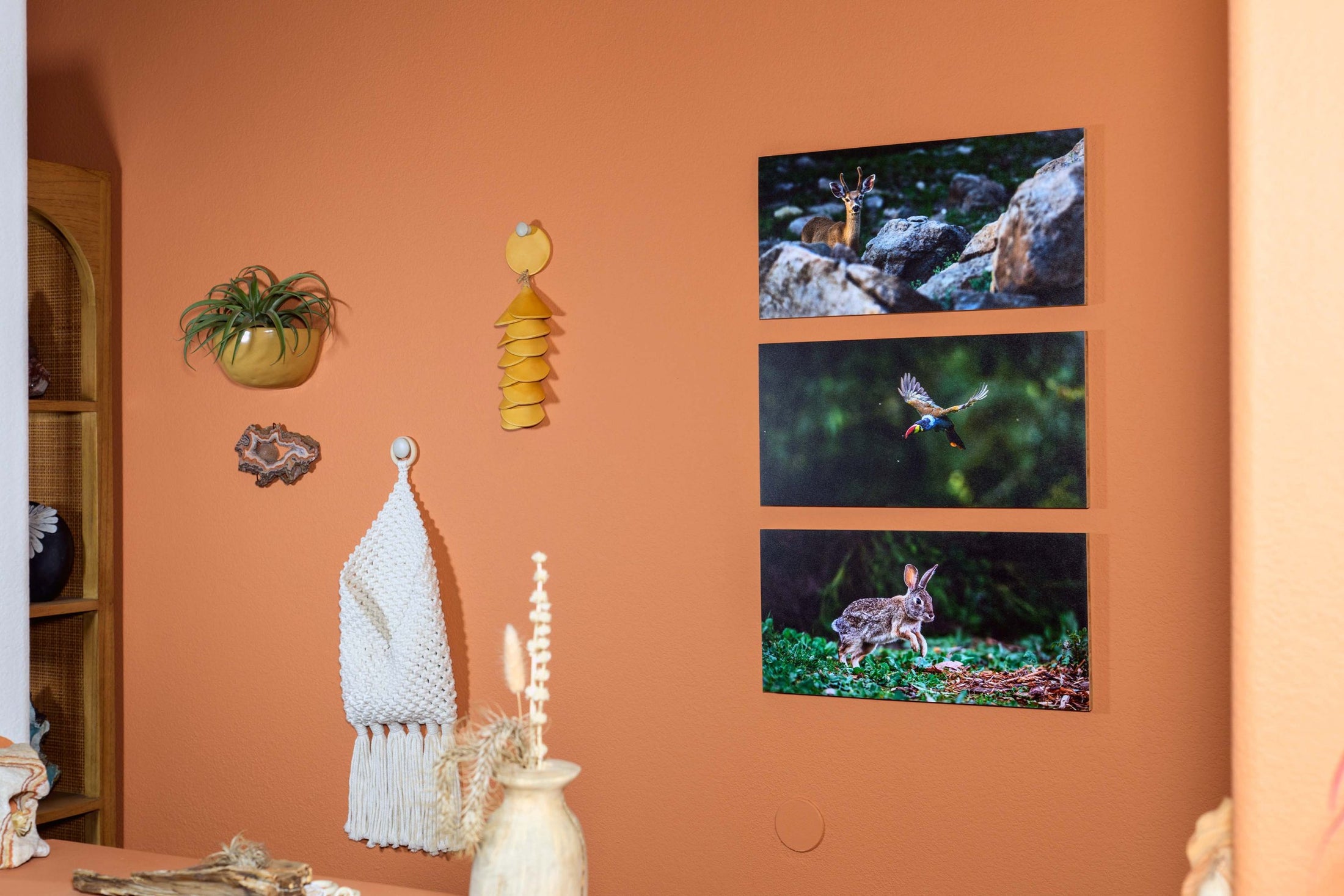 Bamboo Panel Prints displayed in the entryway